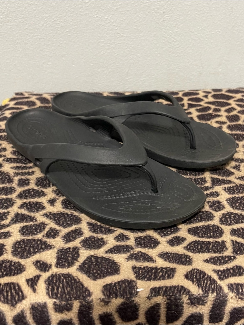 Crocs Classic Kadee II Slip On Flip Flop Sandals Black Rubber Womens 10